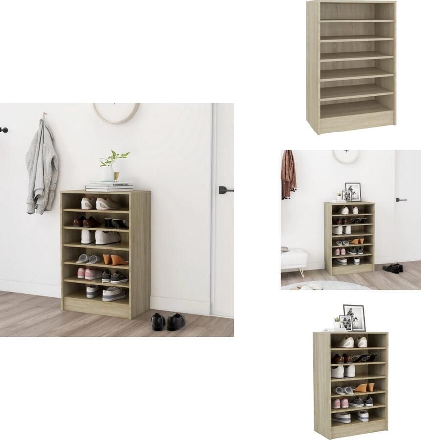 VidaXL Schoenenkast Schoenenkasten Schoenenopbergers Schoenenkast 60x35x92 cm bewerkt hout sonoma eikenkleurig
