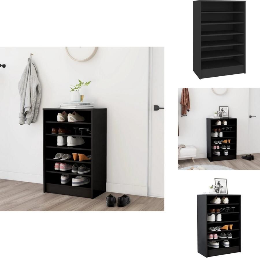VidaXL Schoenenkast Schoenenkasten Schoenenopbergers Schoenenkast 60x35x92 cm bewerkt hout zwart