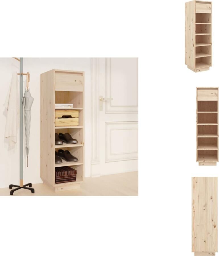 VidaXL Schoenenkast Schoenenkasten Schoenenrek Opbergkast Schoenenkast 30x34x105 cm massief grenenhout