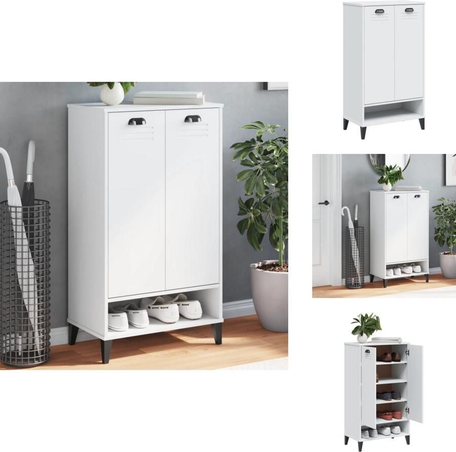 VidaXL Schoenenkast Schoenenkasten Schoenenrek Opbergruimte Voor Schoenen Schoenenkast VIKEN bewerkt hout wit