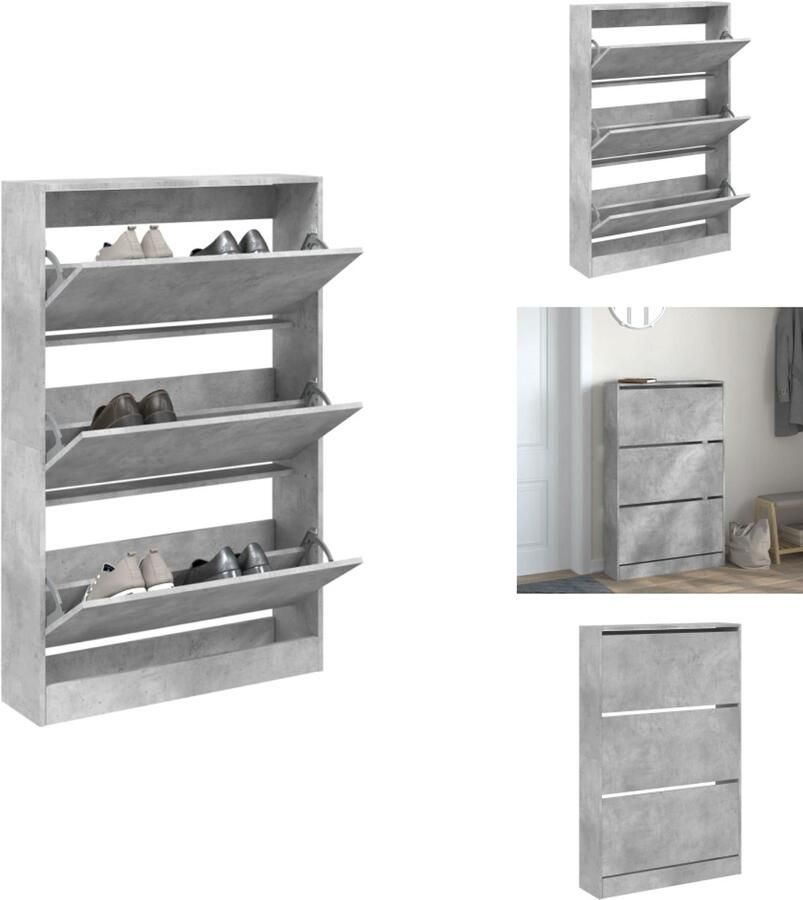 VidaXL Schoenenkast Schoenenkasten Schoenenrek Schoenen Kast Schoenenkast 80x21x125 5 cm bewerkt hout betongrijs