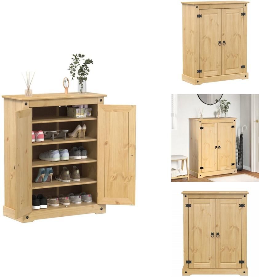 VidaXL Schoenenkast Schoenenkasten Schoenenrek Schoenen Kast Schoenenkast Corona 86x38 5x108 cm massief grenenhout