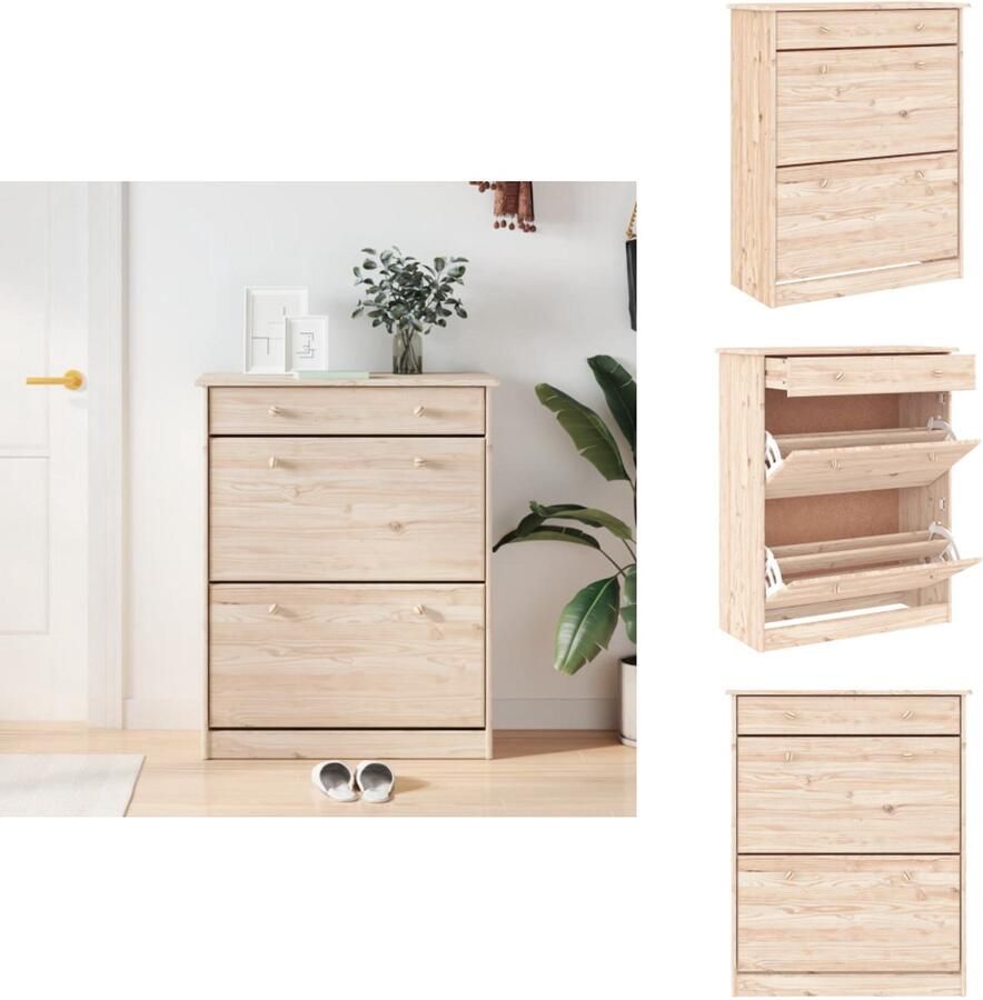 VidaXL Schoenenkast Schoenenkasten Schoenenrek Schoenenbank Schoenenkast ALTA 77x35x96 cm massief grenenhout