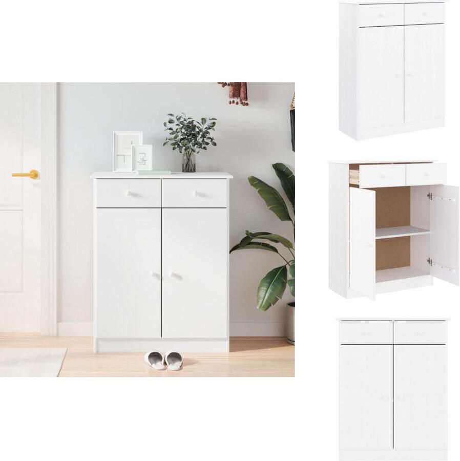 VidaXL Schoenenkast Schoenenkasten Schoenenrek Schoenenbank Schoenenkast ALTA 77x35x96 cm massief grenenhout wit