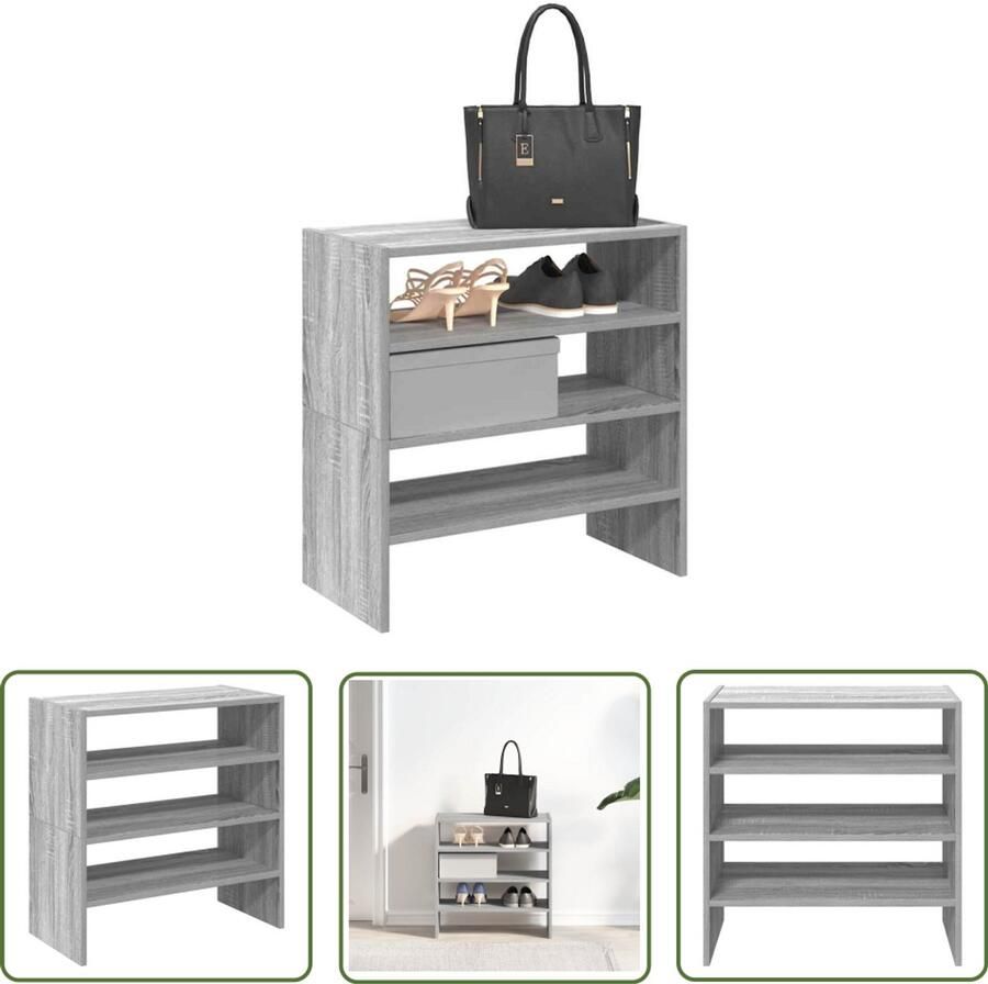 VidaXL Schoenenkast Schoenenrek Schoenenrekken 2 st stapelbaar 60x30x30 5 cm grijs sonoma eiken Opbergruimte Houten Schoenenrek Grijze Schoenenkast