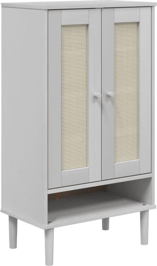 VidaXL Schoenenkast SENJA Rattan Look Wit Grenenhout Schoenenkast Houten Kast Schoenen Organisatie Opslag Oplossing Entree Furniture Living Room Storage Vintage Look Bohemian Style Rustic Chic