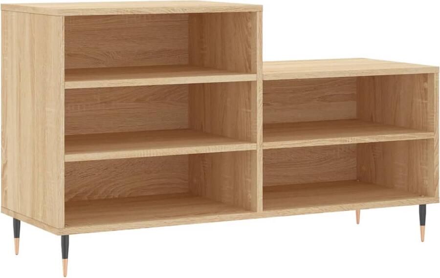 VidaXL Schoenenkast Sonoma Eiken 102x36x60 cm Schoenenkast Schoenen Rek Schoenuitlegger Bergruimte Kastje Houten Kast Design Kast Bruine Kast