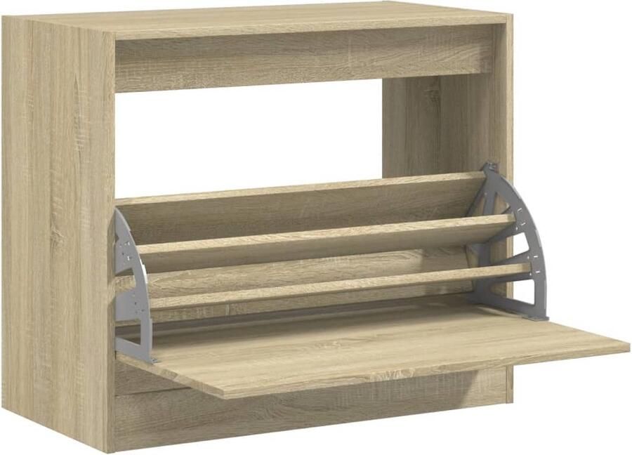 VidaXL Schoenenkast Sonoma eiken 80x42x69 cm Schoenenrek Schoenenrekken Opbergrek Voor Schoenen Schoenenstellage