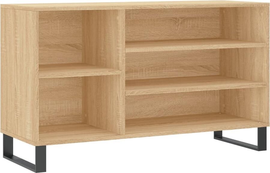 The Living Store Schoenenkast Sonoma eiken 102 x 36 x 60 cm Duurzaam materiaal Schoenenkast Eiken Houtsoort Houten Schoenenkast Schoenuitlegers Bergruimte - Foto 2