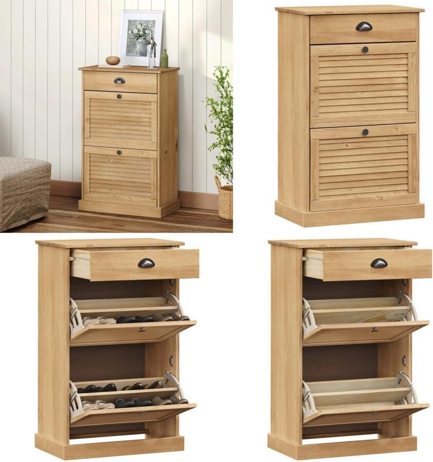 VidaXL Schoenenkast VIGO 60x35x96 cm massief grenenhout Schoenenkast Schoenenkasten Schoenenopberger Schoenenrek - Foto 2