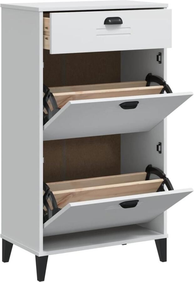 VidaXL Schoenenkast VIKEN bewerkt hout wit