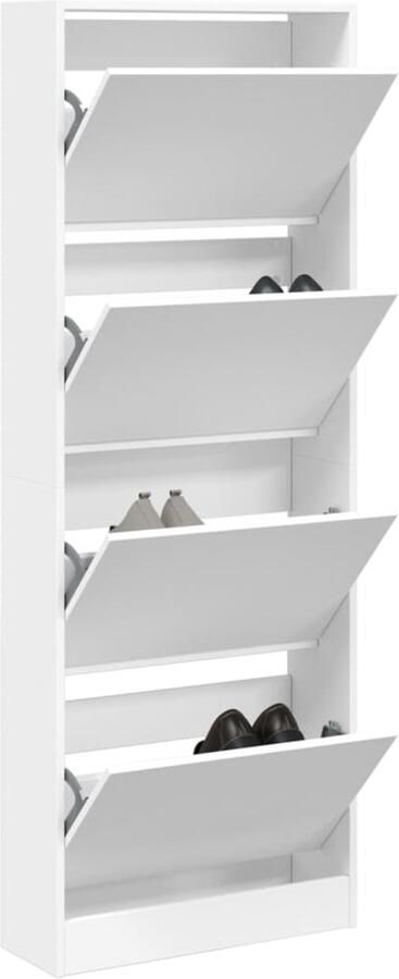 VidaXL Schoenenkast Wit 60x21x163 5 cm Bewerkt hout Schoenenrek Schoenenrekken Opbergrek Voor Schoenen Schoenenstellage