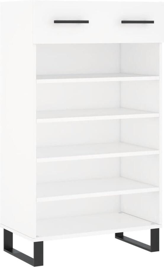 VidaXL Schoenenkast Wit Bewerkt Hout 60x35x105 cm Schoenenkast Schoenen Rek Schoenuitlegers Bergruimte Kastje Houten Kast Witte Kast Industrieel Design Opbergvak