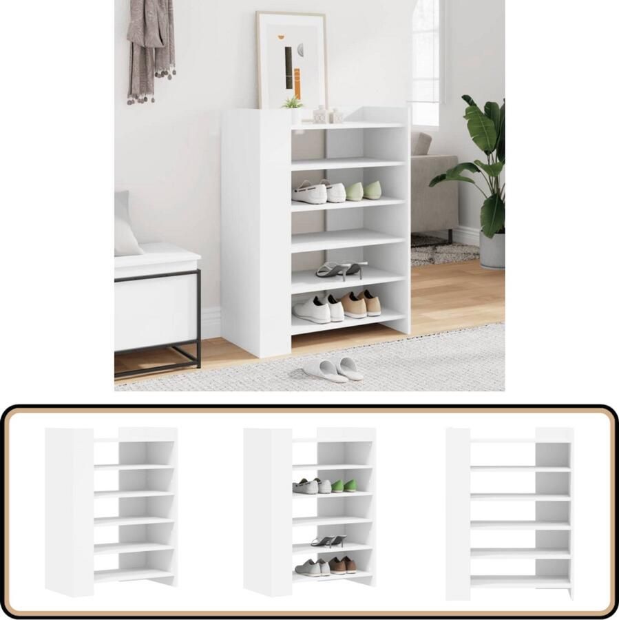 The Living Store Schoenenkast 74 5x37 5x100 cm bewerkt hout wit Schoenenkast Houten Schoenenkast Wit Schoenenkast Bergruimte Schoenen Organisatie Schoenen