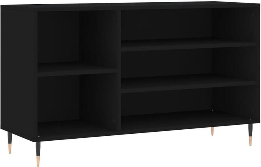 VidaXL Schoenenkast Zwart 102x36x60 cm Hout en Metaal Schoenenkast Schoenuitlegers Bergruimte Kast Zwarte Kast Houten Kast Designkast Entreehal Slaapkamer
