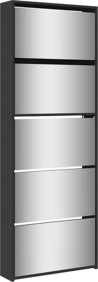 VidaXL Schoenenkast Zwart 5-laags met Spiegel Schoenenkast Schoenenkasten Berging Voor Schoenen Schoenenrek