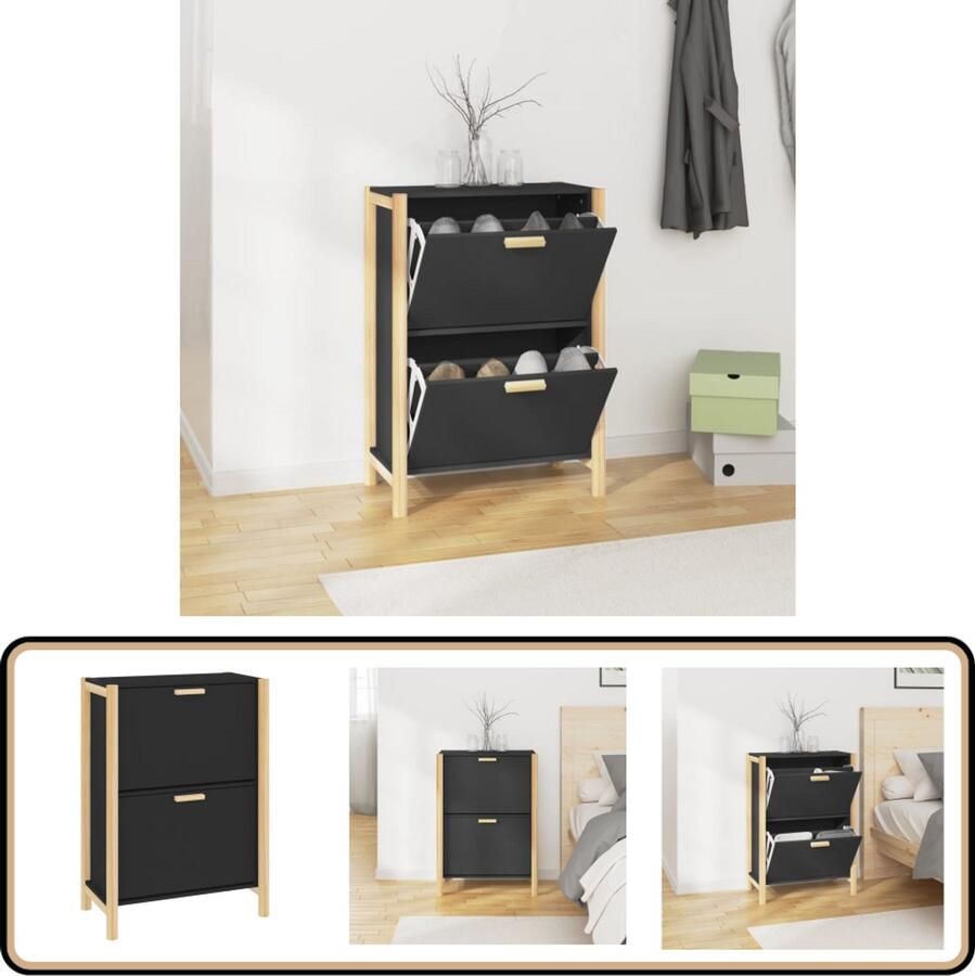VidaXL Schoenenkast zwart 57 5x33x80 cm Elegante Schoenenkast Zwart Schoenenkast Online Kopen Opbergkasten Schoenuitzichtbaar Bewaren Organisatie Thuis