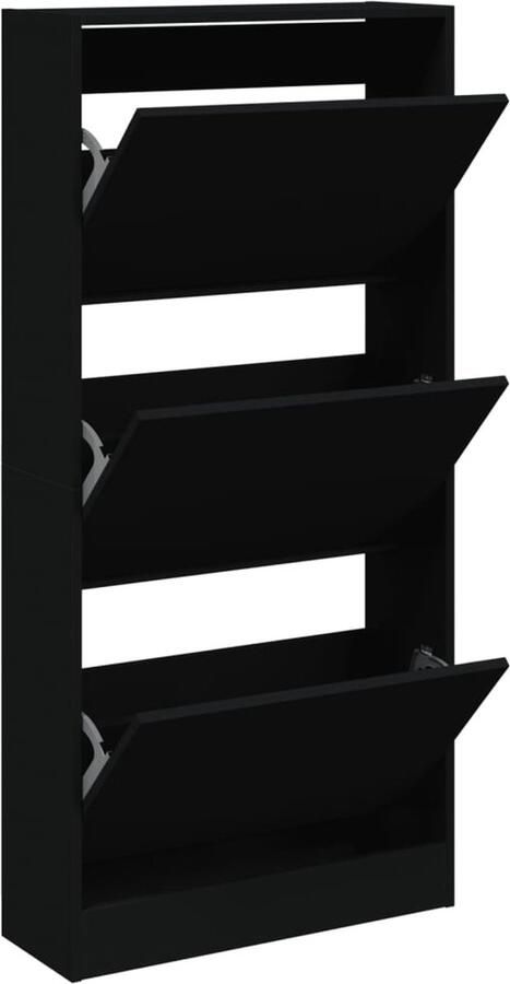 VidaXL Schoenenkast zwart 60x21x125 5 cm Schoenenkast Schoenenkasten Schoenenrek Schoenen Kast
