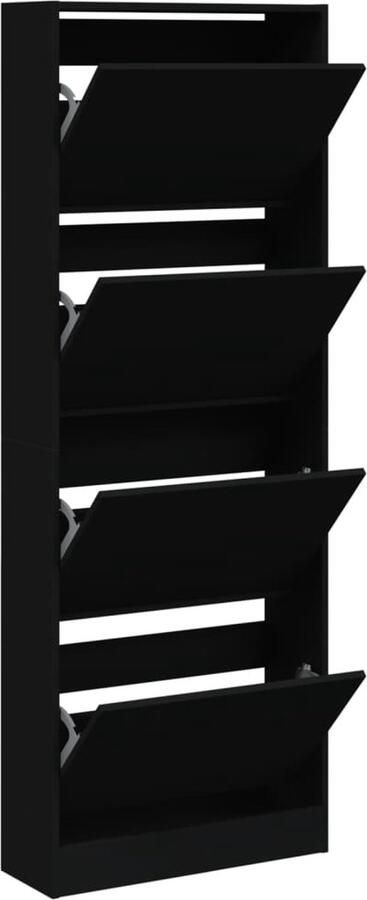 VidaXL Schoenenkast Zwart 60x21x163 5 cm Schoenenrek Schoenenrekken Opbergrek Voor Schoenen Schoenenstellage