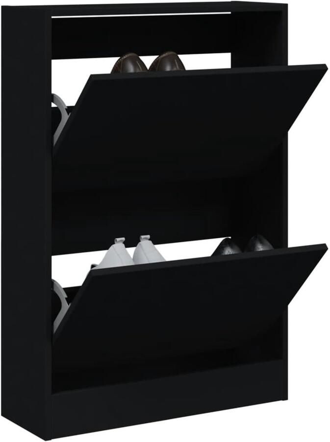 VidaXL Schoenenkast Zwart 60x21x87 5 cm Hout Schoenenrek Schoenenrekken Opbergrek Voor Schoenen Schoenenstellage