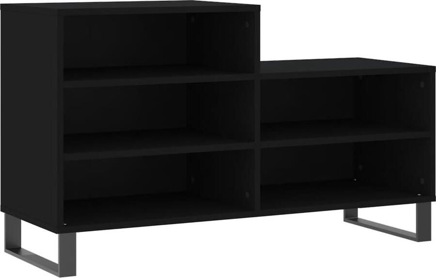 VidaXL Schoenenkast Zwart Bewerkt hout 102x36x60 cm Schoenenkast Schoenuitlegger Bergruimte Houten Kast Zwarte Kast Design Kast Entree Organisatie - Foto 2