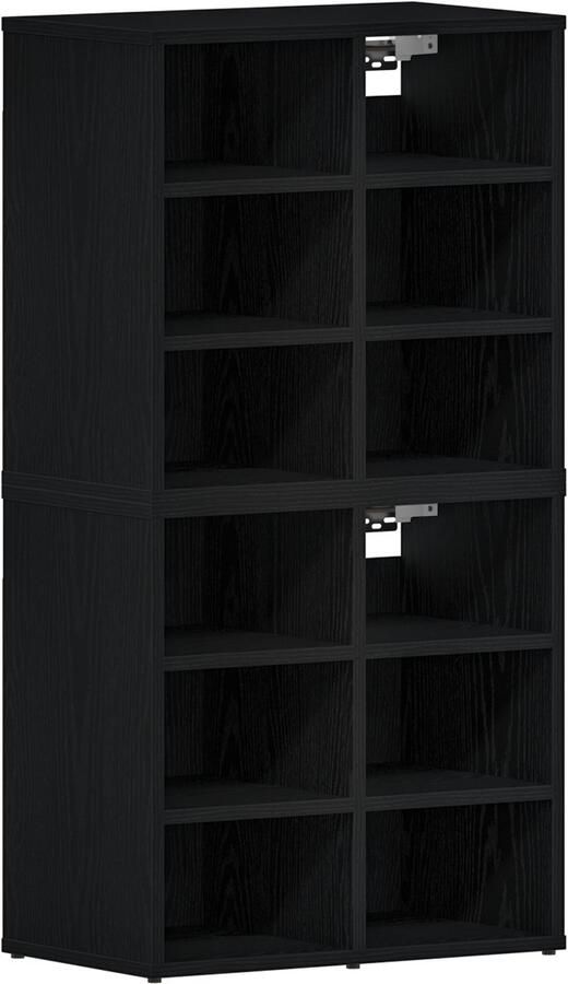 VidaXL Schoenenkast Zwart eiken 52 x 30 x 50.5 cm Bewerkt hout - Foto 2