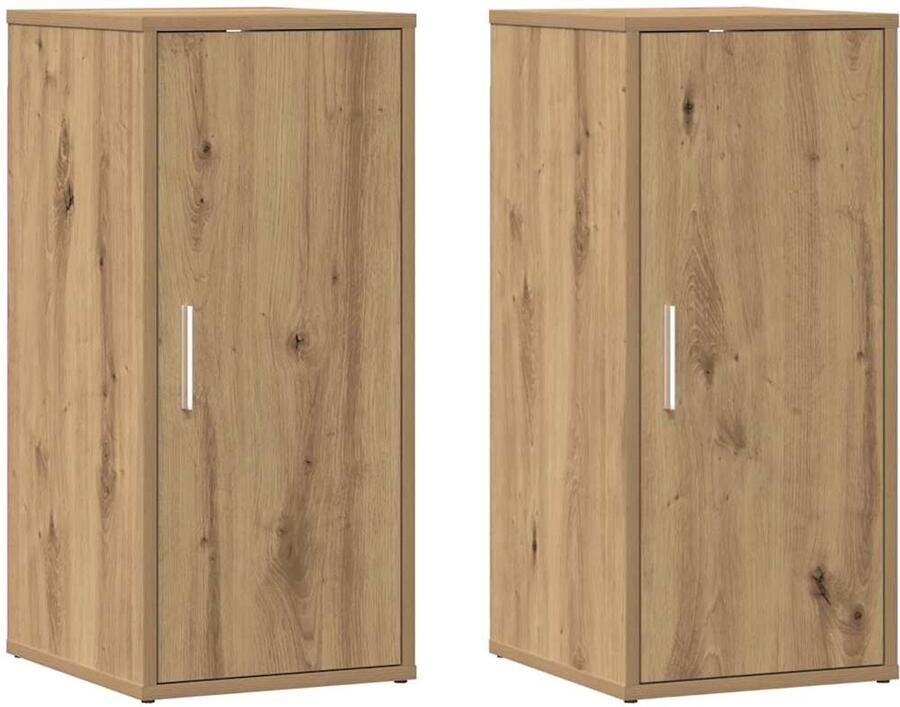 VidaXL Schoenenkasten 2 st 32x35x70 cm bewerkt hout artisanaal eiken