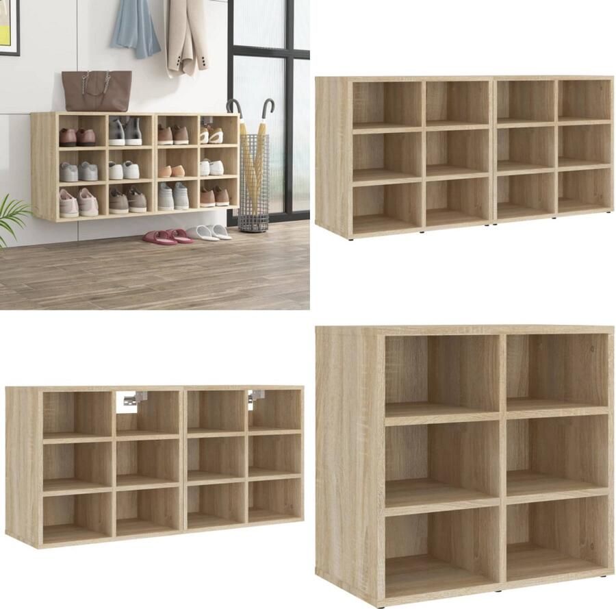 VidaXL Schoenenkasten 2 st 52 5x30x50 cm sonoma eikenkleurig Schoenenrek Schoenenrekken Opbergrek Voor Schoenen Schoenenstellage