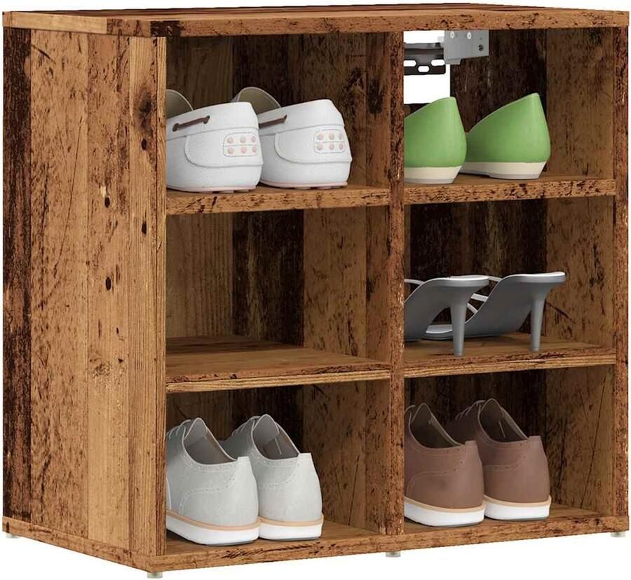 VidaXL Schoenenkasten 2 stuks 52x30x50 cm Houtkleur Schoenenrek Schoenenrekken Opbergrek Voor Schoenen Schoenenstellage