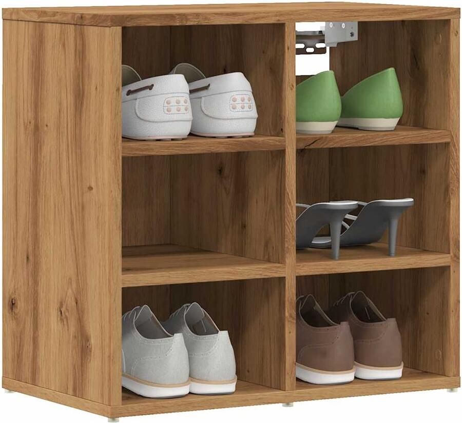 VidaXL Schoenenkasten 2 stuks Artisanaal Eiken Schoenenrek Schoenenrekken Opbergrek Voor Schoenen Schoenenstellage