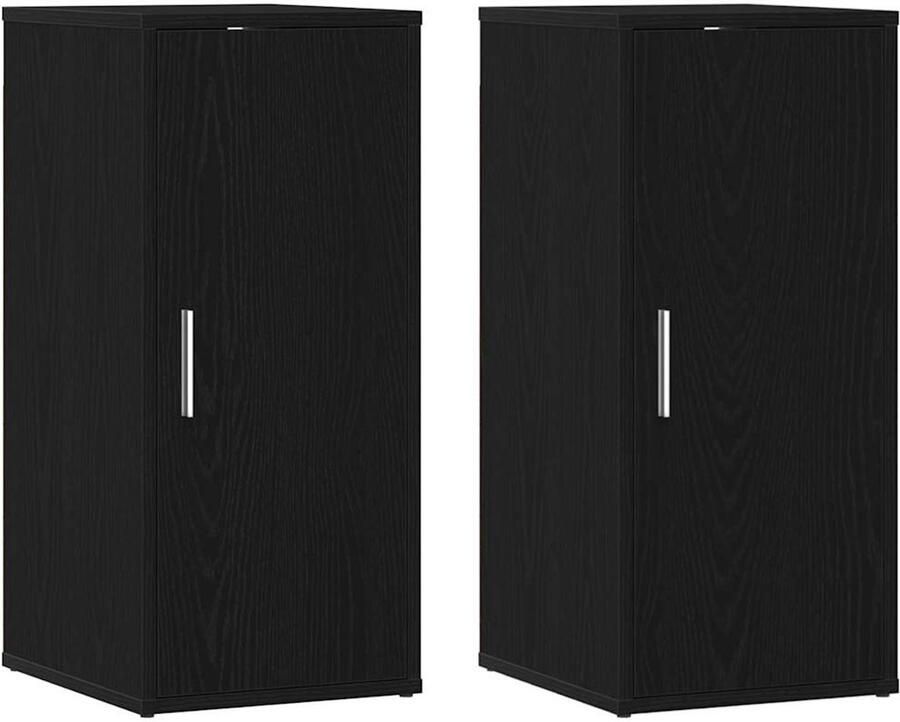 VidaXL Schoenenkasten 32x35x70 cm spaanplaat 2 st zwart eikenkleurig