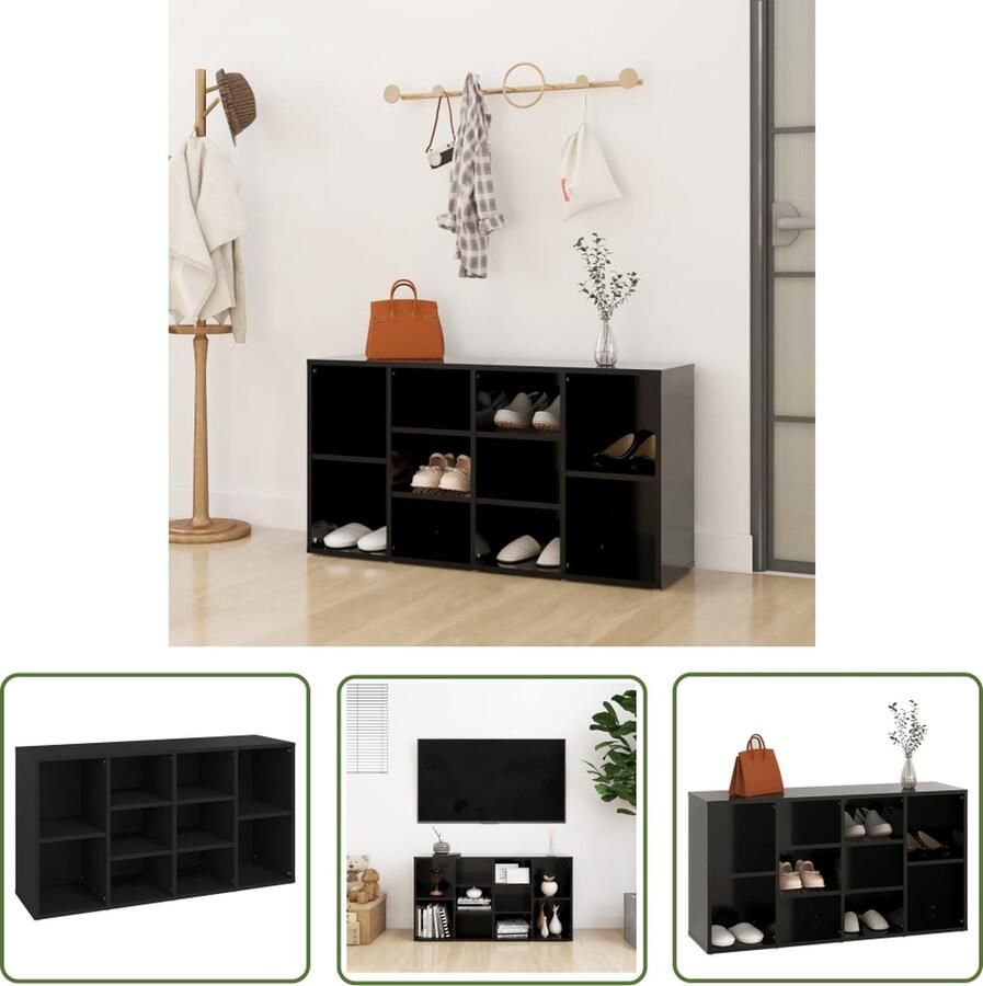 The Living Store Schoenenkast Garderobebank Zwart 103x30x54.5cm Montage vereist Schoenenbank Schoenenkasten Houten Bank Kast Voor Schoenen Organisatie Schoenen - Foto 2