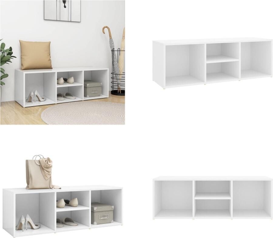 VidaXL Schoenenopbergbank 105x35x35 cm bewerkt hout wit Schoenenbank Schoenenbanken Opbergbank Opbergbanken