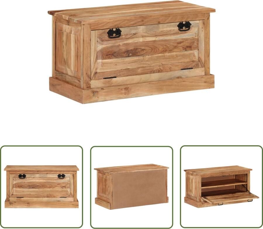 The Living Store Schoenenopbergbank 85x40x45 cm massief acaciahout Schoenenkast Schoenuitlegger Schoenenopbergbox Houten Kast Acacia Meubilair - Foto 2
