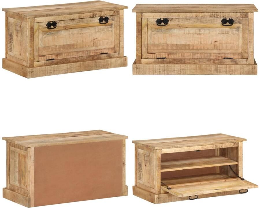 VidaXL Schoenenopbergbank 85x40x45 cm massief mangohout Schoenenopbergbank Schoenenopbergbanken Schoenen Opbergbank Schoenen Opbergbanken