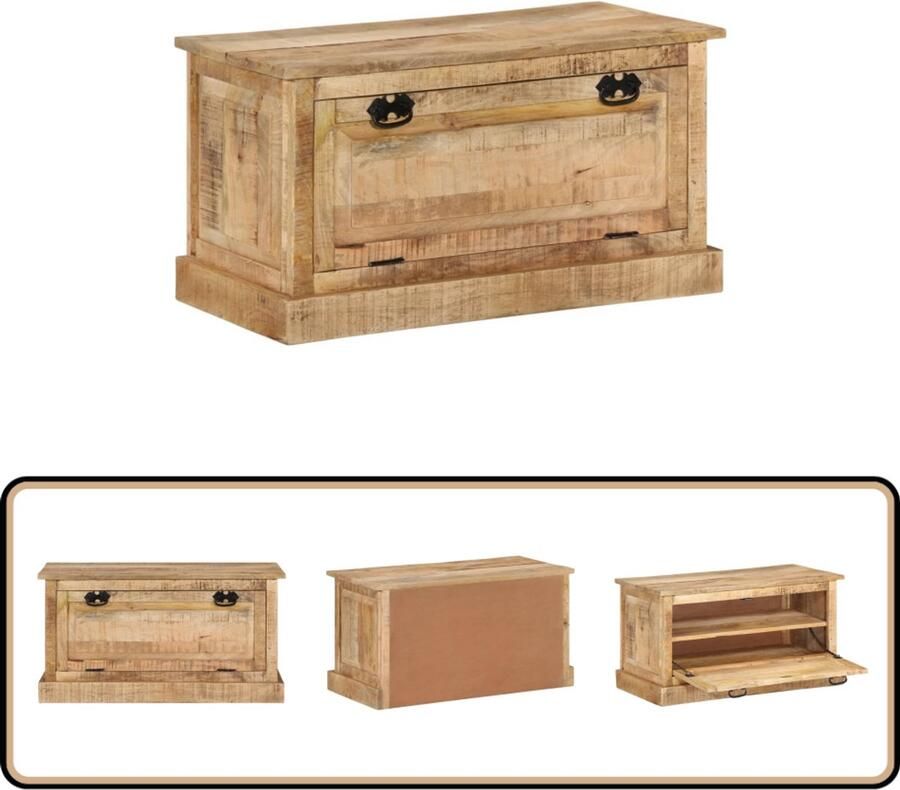 VidaXL Schoenenopbergbank Massief mangohout 85x40x45 cm Schoenenkast Schoenuitlegger Mangohouten Meubels Houten Bank Entreemeubilair