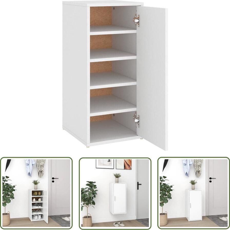 The Living Store Schoenenkast Basic Wit 32x35x70 cm Opbergen en beschermen Montage vereist Schoenenkast Schoenenopbergers Organisatie Bergruimte Entreehal - Foto 3