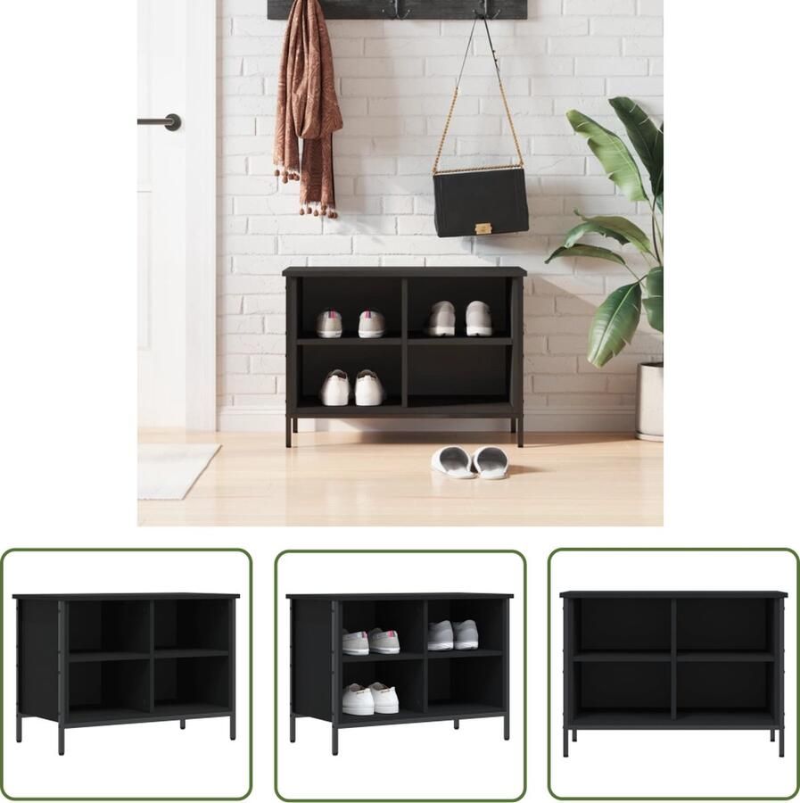 The Living Store Schoenenkast Zwart 69 x 35 x 50 cm (B x D x H) Schoenenkast Schoenenopbergers Schoenuitlegger Entryway Furniture Inloopkast - Foto 2