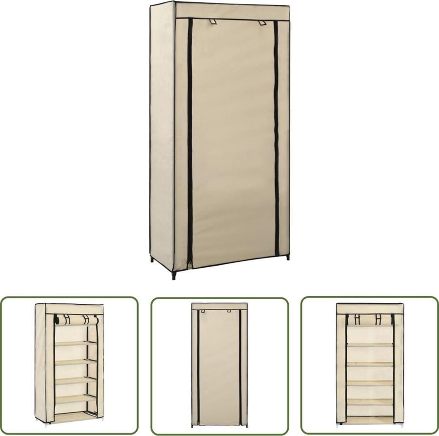 The Living Store Schoenenkast 5 schappen 58 x 28 x 106 cm Crème ijzeren buis en nonwoven stof Schoenenkast Schoenenopbergers Schoenen Organisatie Interieur Decoratie Opslagruimte - Foto 2