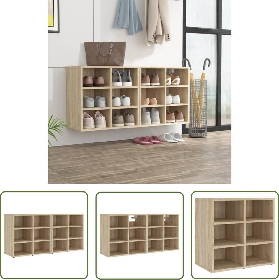 The Living Store Schoenenkasten 2 st 52 5x30x50 cm sonoma eikenkleurig Schoenenkast Schoenenopbergers Houten Schoenenkast Sonomaplank Kastje - Foto 2