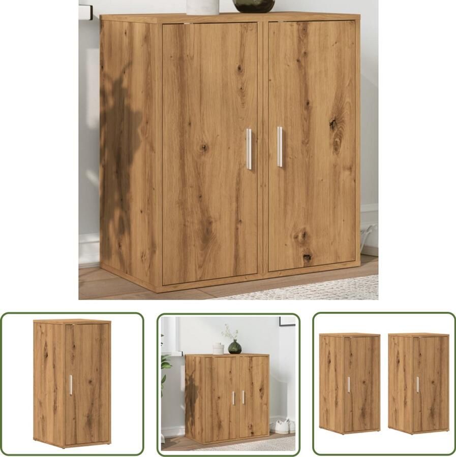 VidaXL Schoenenopbergers Schoenenkisten Schoenenkasten 2 st 32x35x70 cm bewerkt hout artisanaal eiken Houten Schoenenrekken Vintage Schoenenkast Design Schoenenkast