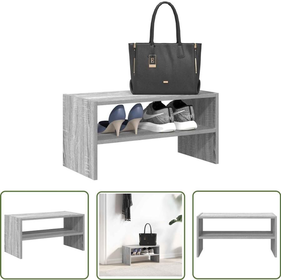 VidaXL Schoenenrek stapelbaar 60x30x30 5 cm grijs sonoma eikenkleurig Schoenenrek Schoenenopbergers Houten Schoenenrek Stapelbaar Schoenenrek Grijze Schoenenkast