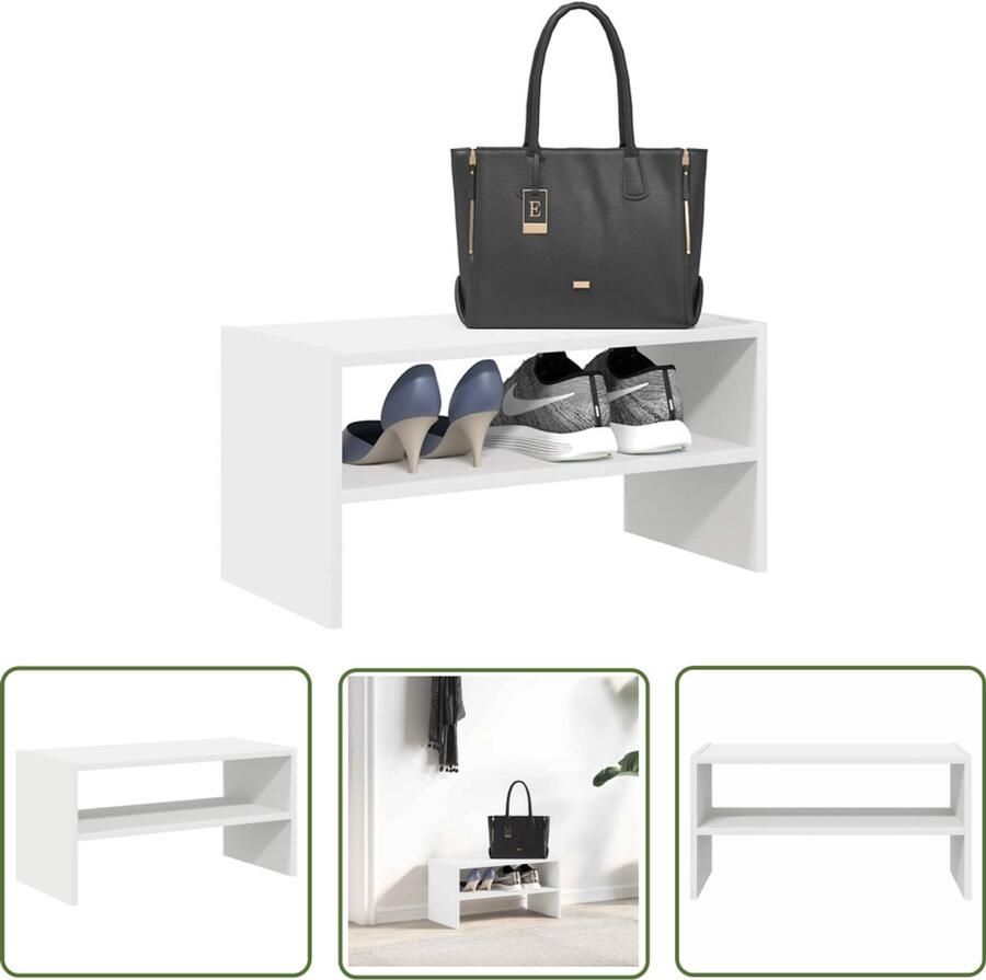 VidaXL Schoenenrek stapelbaar 60x30x30 5 cm wit Schoenenrek Schoenenopbergers Houten Schoenenrek Wit Schoenenrek Stapelbaar Schoenenrek
