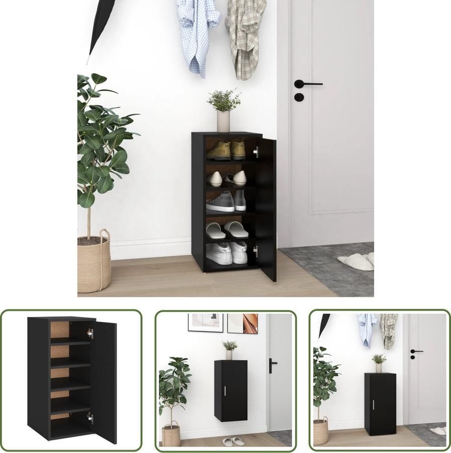 The Living Store Schoenenkast Schoenenopberger 32 x 35 x 70 cm Zwart Spaanplaat Montage vereist Schoenenkast Schoenenopbergt Organisatie Schoenen Opslag Schoenen Schoenuitlegger - Foto 2
