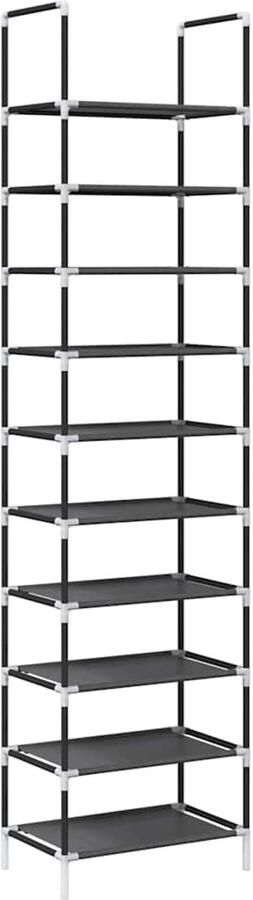 VidaXL Schoenenrek 10-laags 44x28x180 cm nonwoven stof zwart
