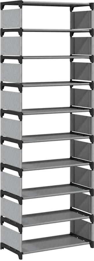 VidaXL Schoenenrek 10-laags 54x28x158 cm nonwoven stof grijs