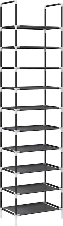 VidaXL Schoenenrek 10-laags Zwart 44x28x180 cm