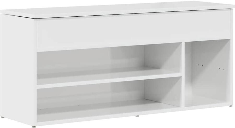 VidaXL Schoenenrek 102x30 5x45 cm bewerkt hout hoogglans wit