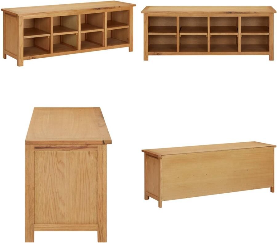 VidaXL Schoenenrek 114x37x45 cm massief eikenhout Schoenenrek Schoenenrekken Schoenenplank Schoenenplanken