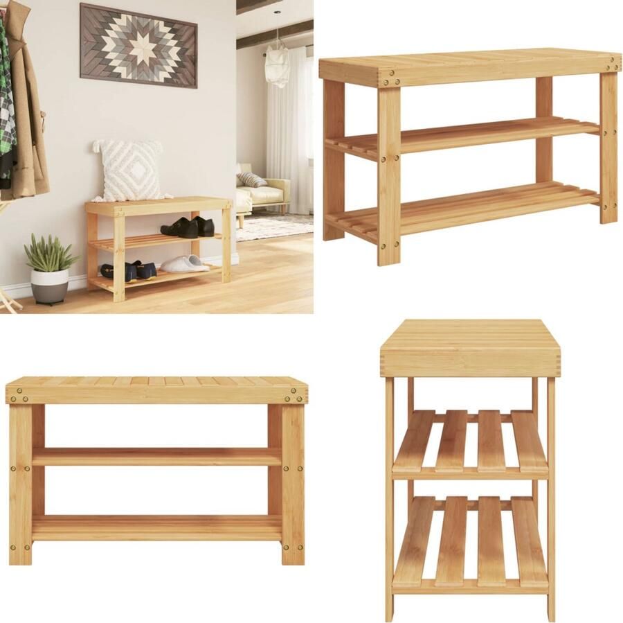 VidaXL Schoenenrek 3-laags 70x27 5x45 cm bamboe Schoenenrek Schoenenrekken Schoenenkast Schoenenbank